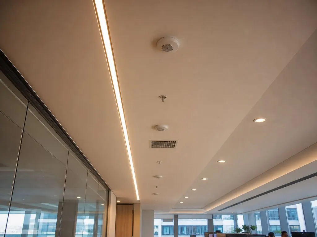Detectors set on the ceiling grid, not wherever the installer reached