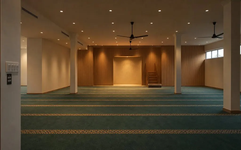 Surau, corporate campus, Prayer-time lighting and cooling - KNX Malaysia project record