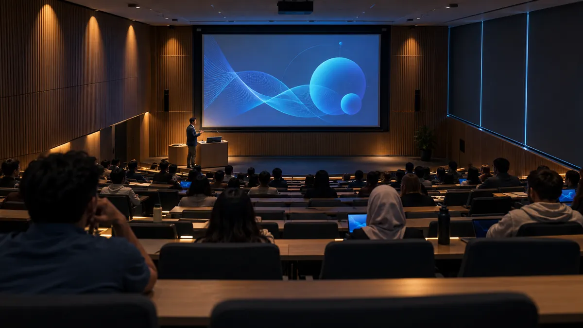 Lecture scene from one lectern plate