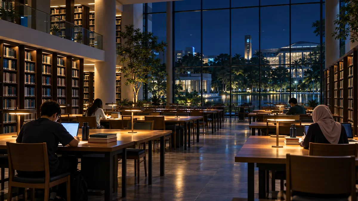 University library and learning commons, 24-hour study zone and stack lighting - KNX Malaysia project record
