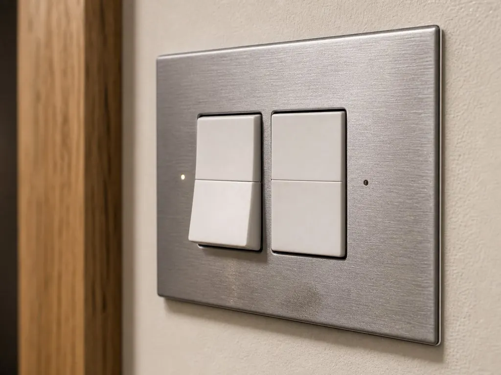 Brushed metal rocker, KNX wall control interface